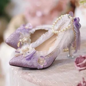 Purple Bow Flower Shoes