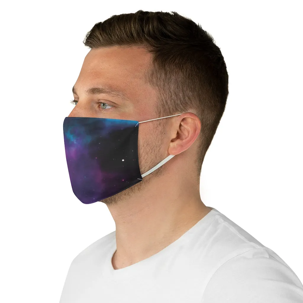 Purple Galaxy Printed Cloth Fabric Face Mask Colorful Teal and Black Outer Space