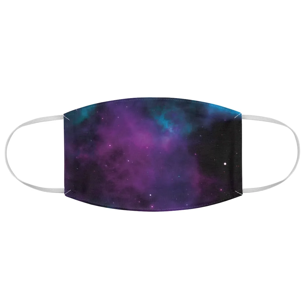 Purple Galaxy Printed Cloth Fabric Face Mask Colorful Teal and Black Outer Space