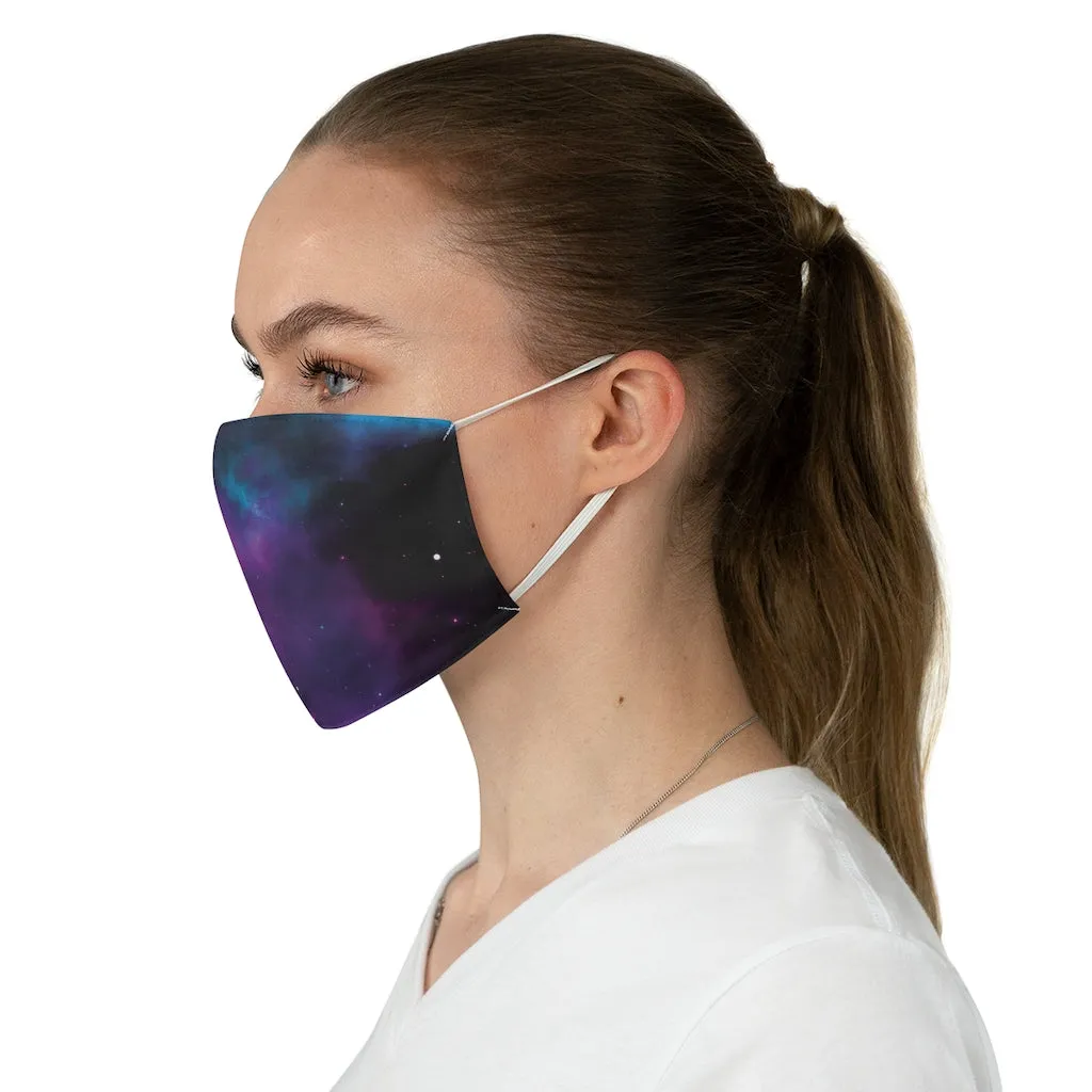 Purple Galaxy Printed Cloth Fabric Face Mask Colorful Teal and Black Outer Space