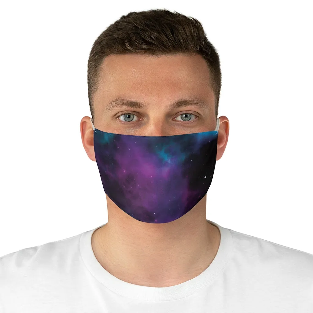 Purple Galaxy Printed Cloth Fabric Face Mask Colorful Teal and Black Outer Space