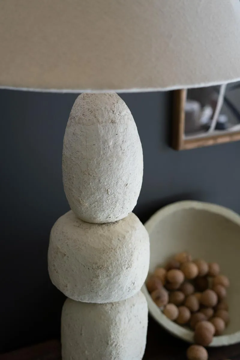 Quad Paper Mache Table Lamp with Tapered Fabric Shade