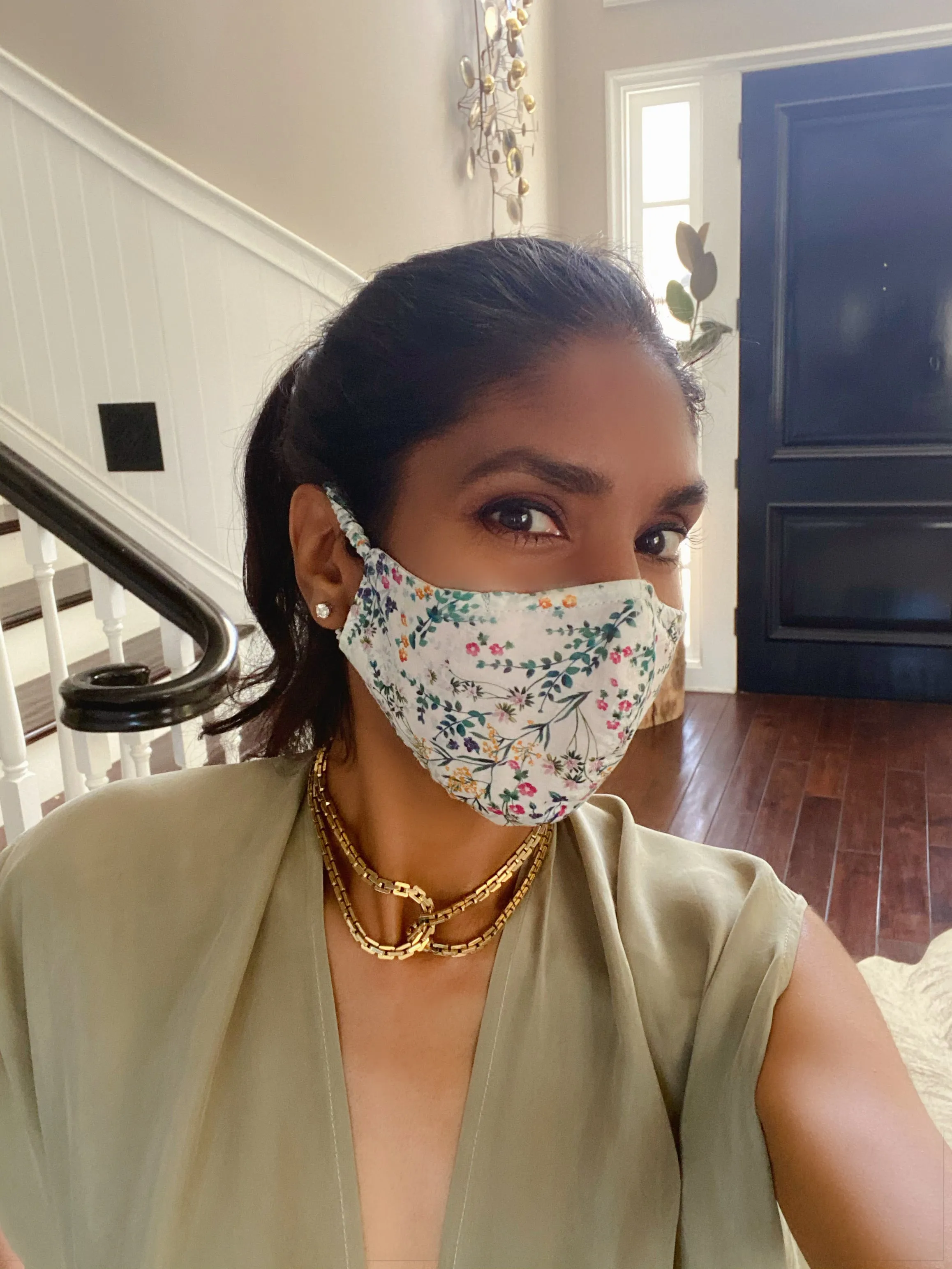 "Be Safe. Be Kind" Printed Heirloom Mask - Botanical Vines