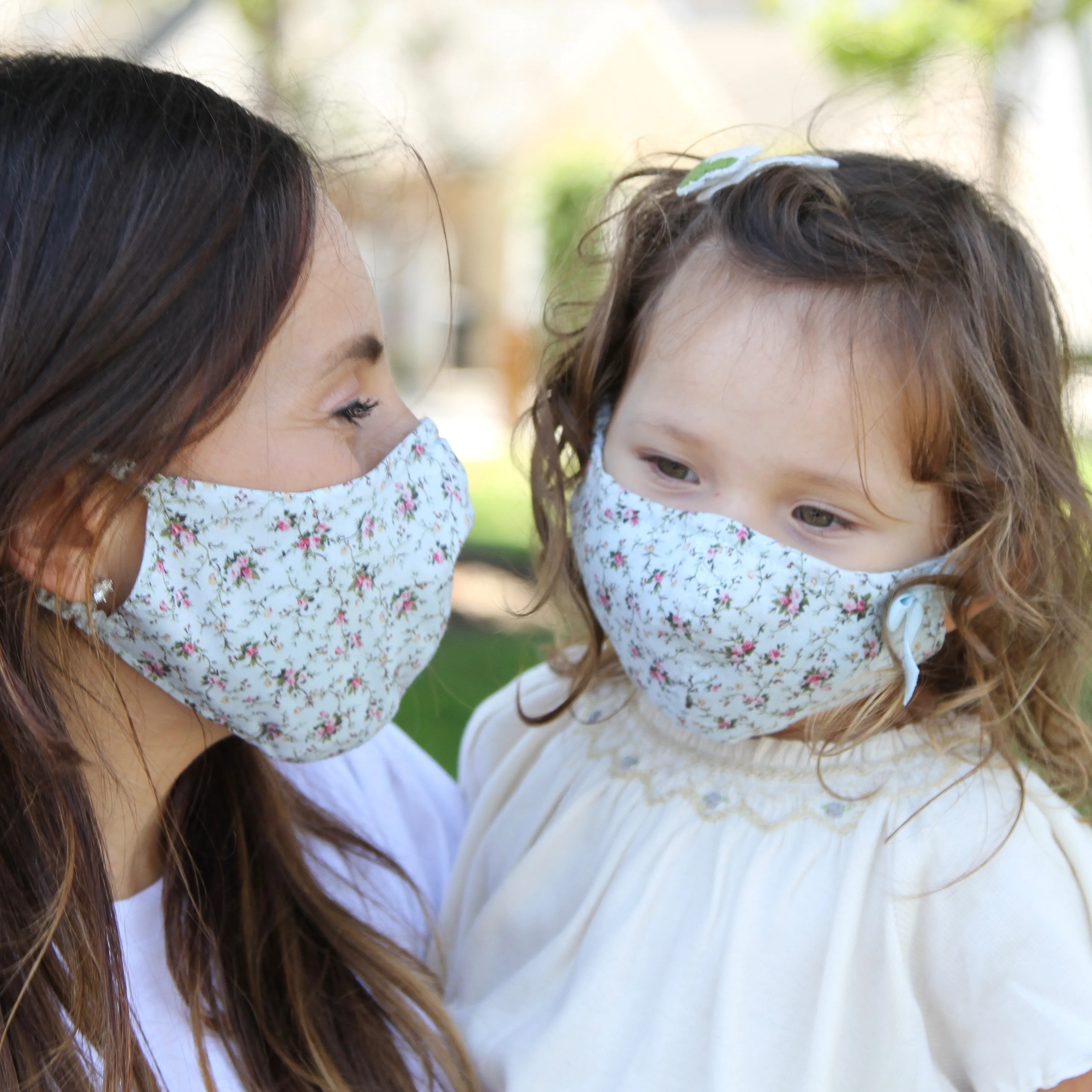 "Be Safe. Be Kind" Printed Heirloom Mask - Flower Garden, Pink