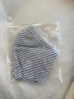 "Be Safe. Be Kind" Printed Heirloom Mask - Navy Linen Stripe