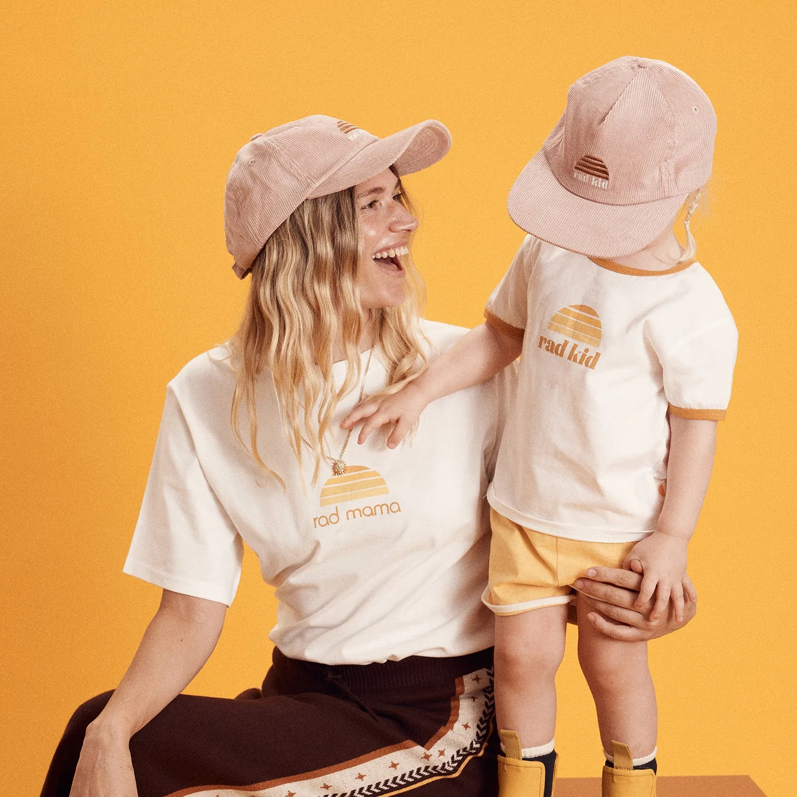 Rad Mama and Rad Kid Cord Cap Bundle - Mauve