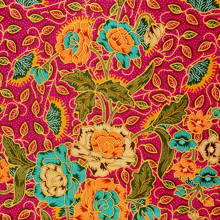 RASPBERRY & MULTICOLOR FLORAL BATIK NAPKIN SET