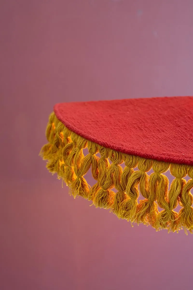 Red Cotton Pendant Light with Fringe