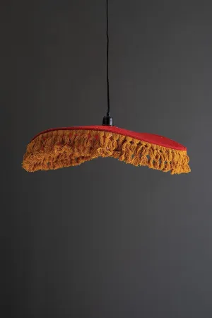 Red Cotton Pendant Light with Fringe