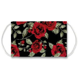 Red Roses on Black Face Mask