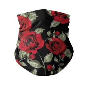 Red Roses on Black Neck Gaiter/Face Mask