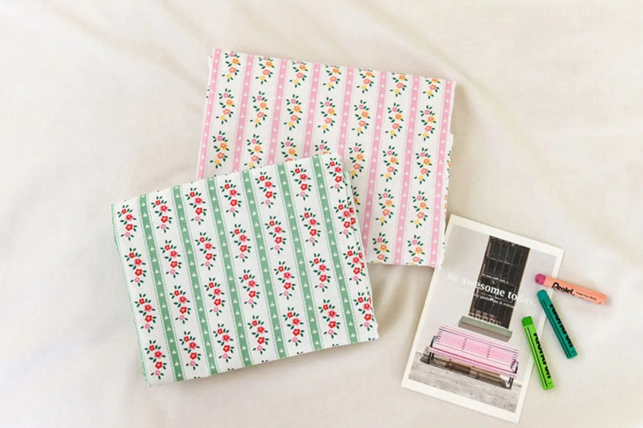 Roti Flower Cotton Fabric in Green, Quality Korean Fabric - Fabric By the Yard / 54649
