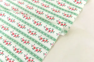 Roti Flower Cotton Fabric in Green, Quality Korean Fabric - Fabric By the Yard / 54649