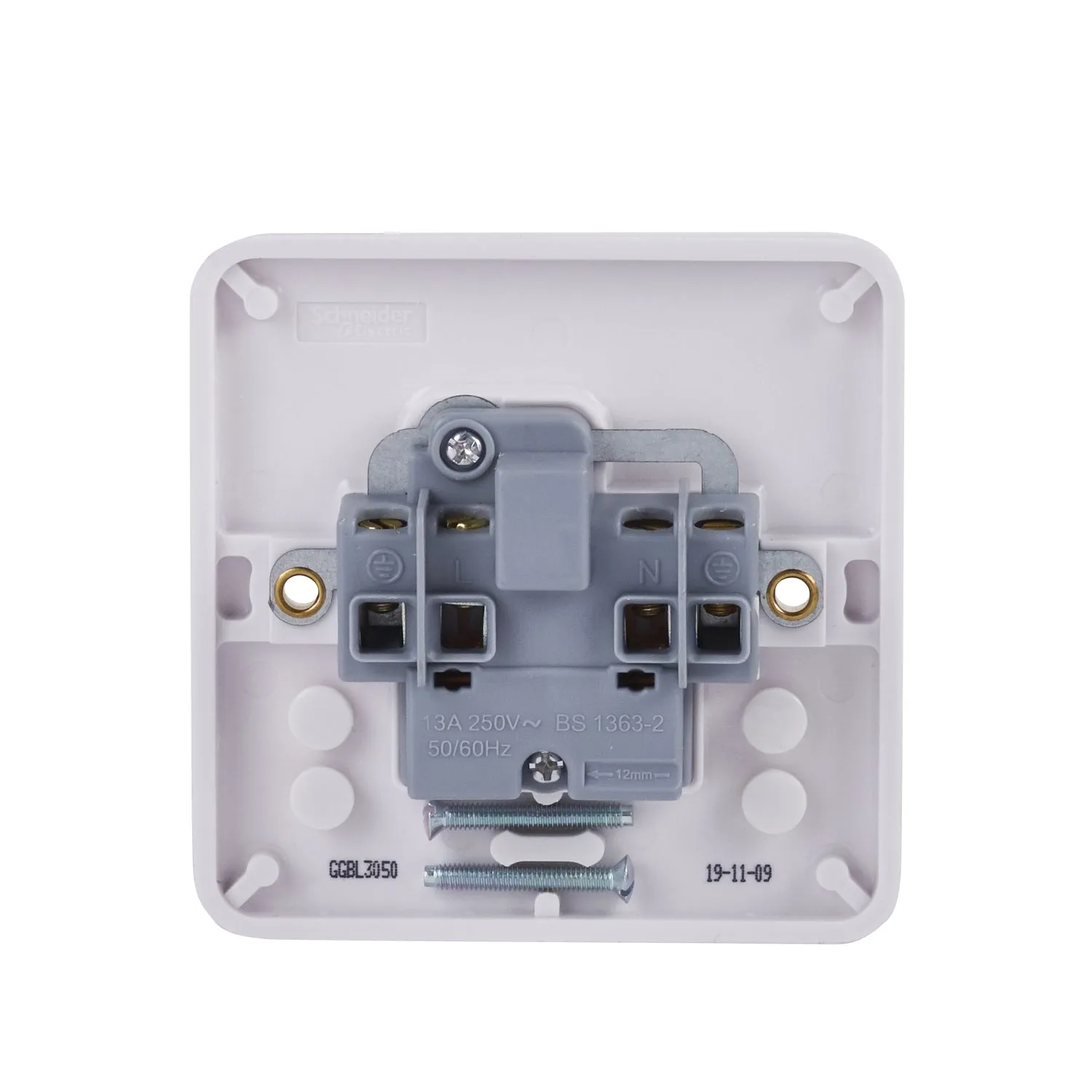 Schneider Electric GGBL3050 Lisse White Moulded 13A SP 1G Unswitched Socket