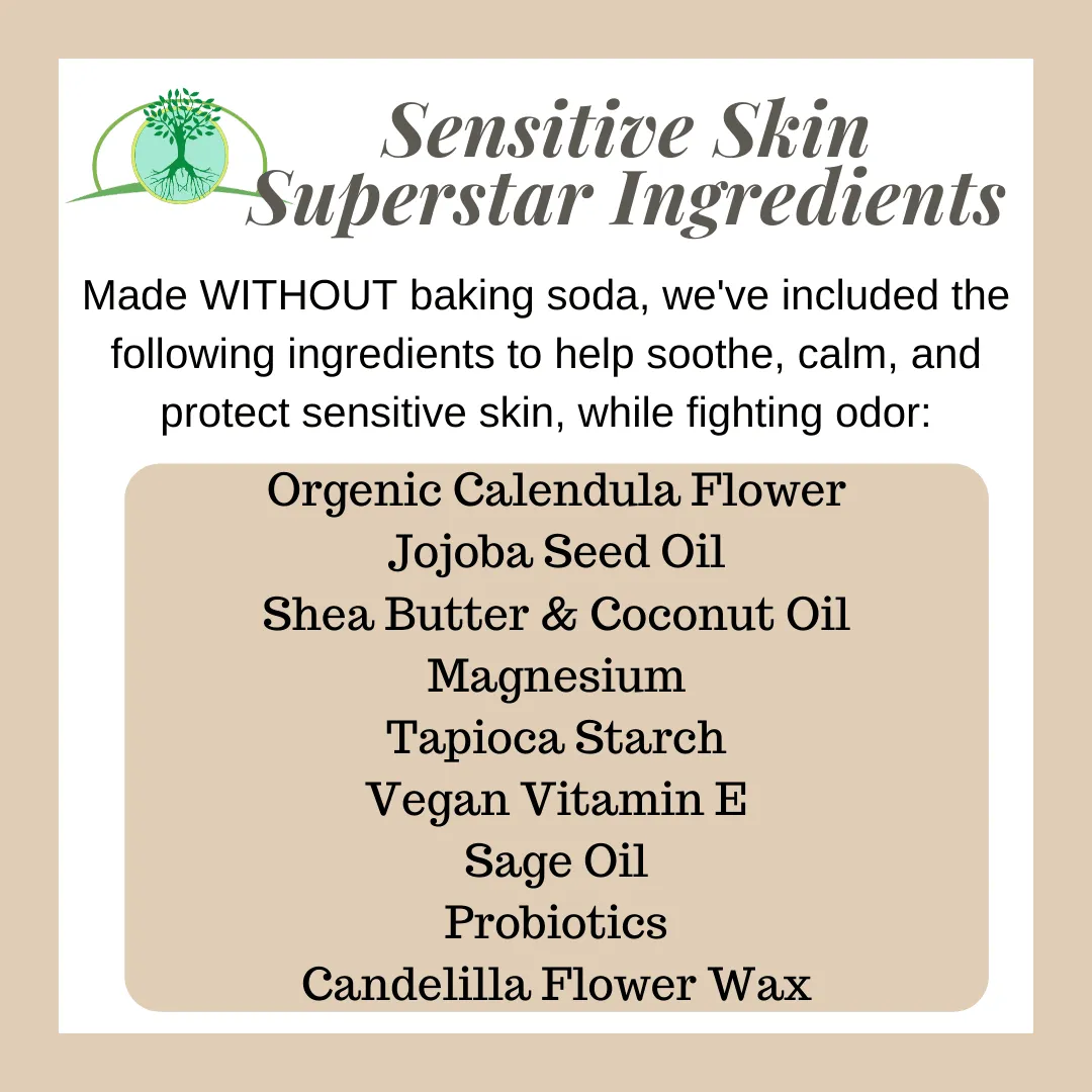 Sensitive Skin Natural Deodorant, Calendula & Sage (1 Ounce) (No Baking Soda)