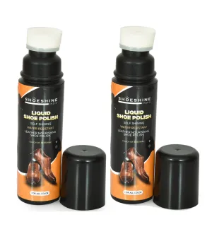 SHOESHINE Liquid shoe polish - Neutral (Pack of 2)- sponge top for leather boots, formal and dress shoes