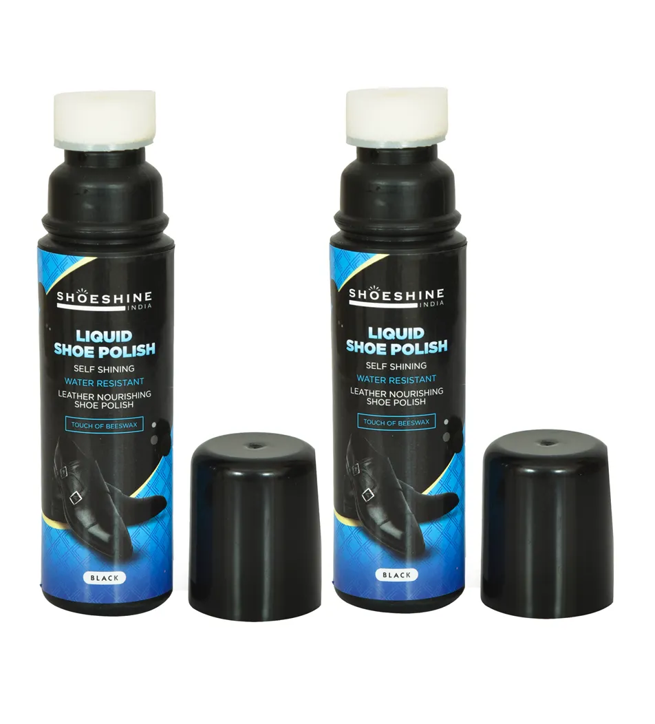 SHOESHINE Liquid shoe polish - Neutral (Pack of 2)- sponge top for leather boots, formal and dress shoes