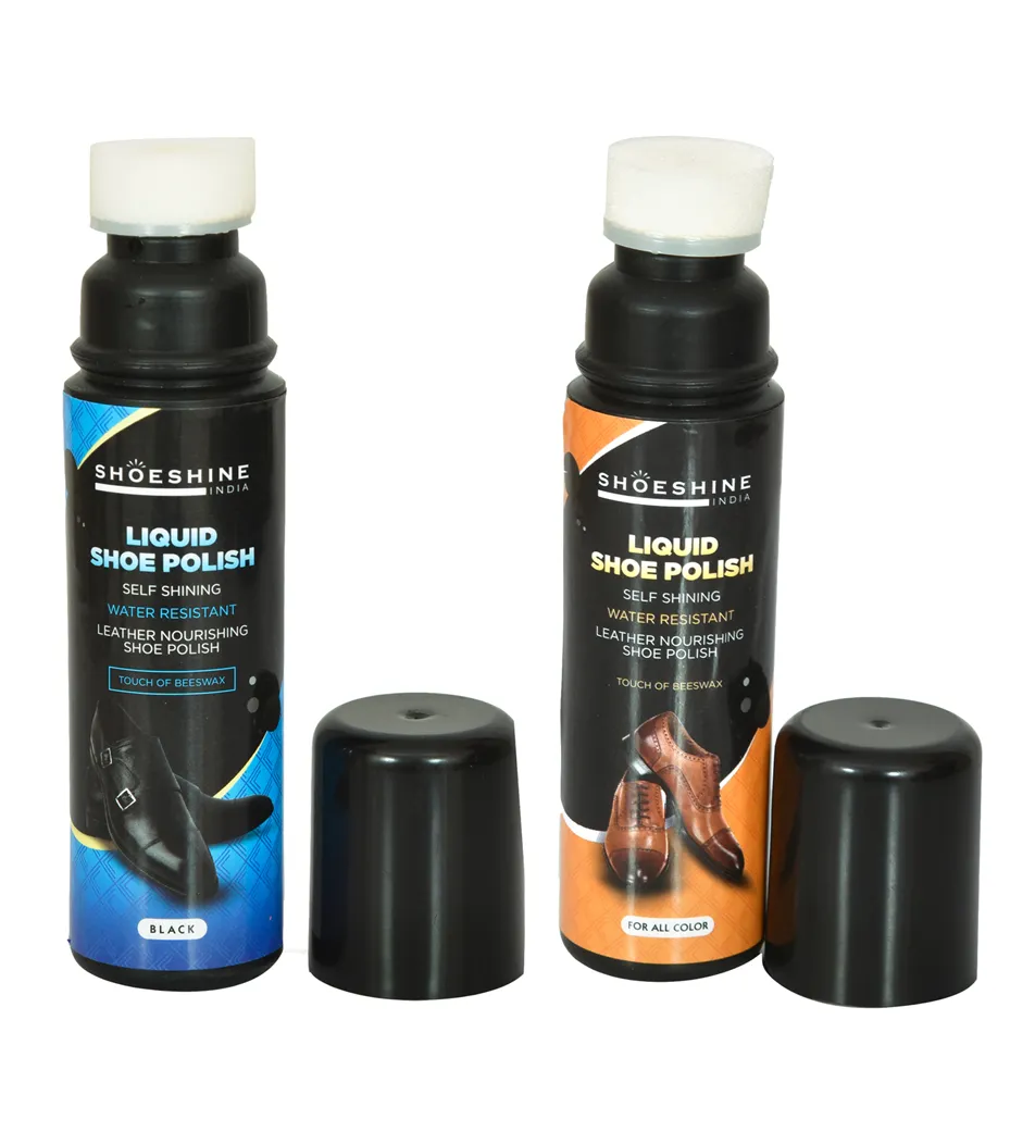 SHOESHINE Liquid shoe polish - Neutral (Pack of 2)- sponge top for leather boots, formal and dress shoes