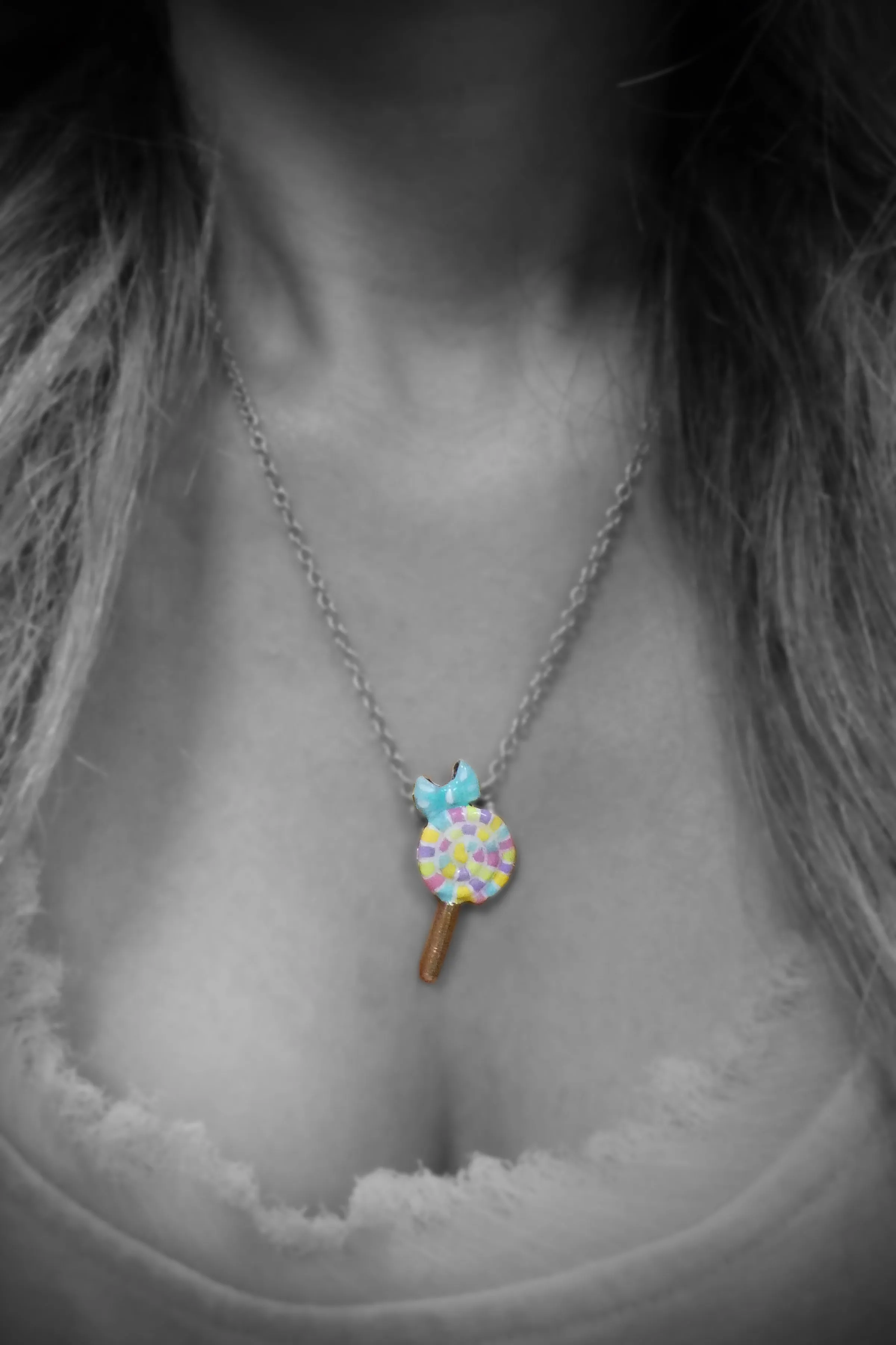 Silver Pastel Rainbow Lollipop Necklaces