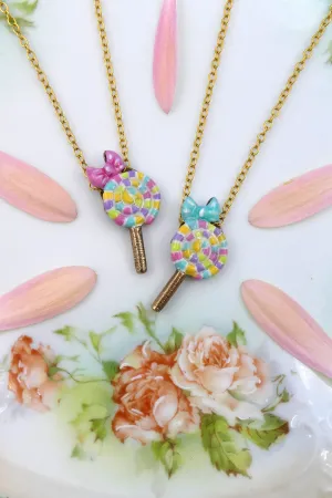 Silver Pastel Rainbow Lollipop Necklaces