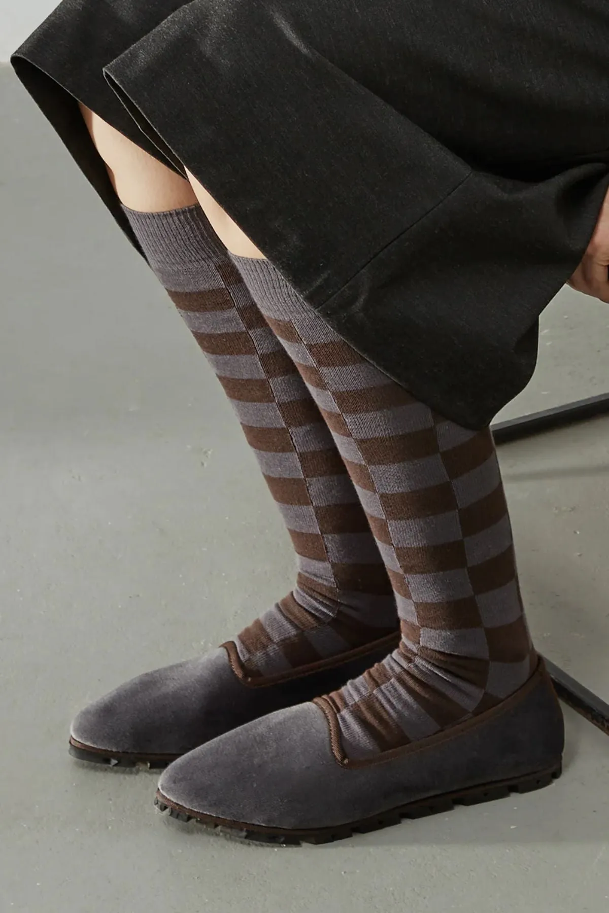 Slippers Bicolor Terciopelo Marengo