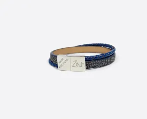 Snake blue leather bracelet