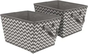 Sorbus Storage Basket Bins, Tapered Chevron Fabric Baskets for Household Essentials, Foldable & Portable for Nursery, Closet, Car, and more