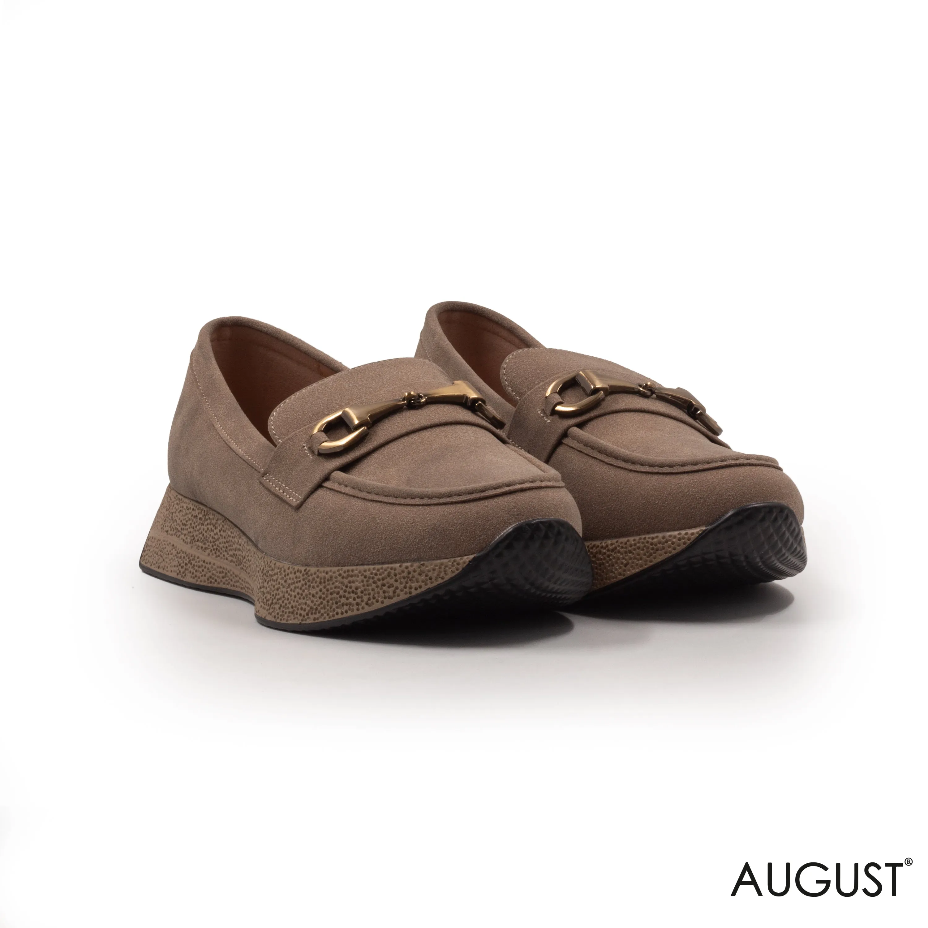 SPLIT CHAMOIS LOAFERS WITH BUCKLE