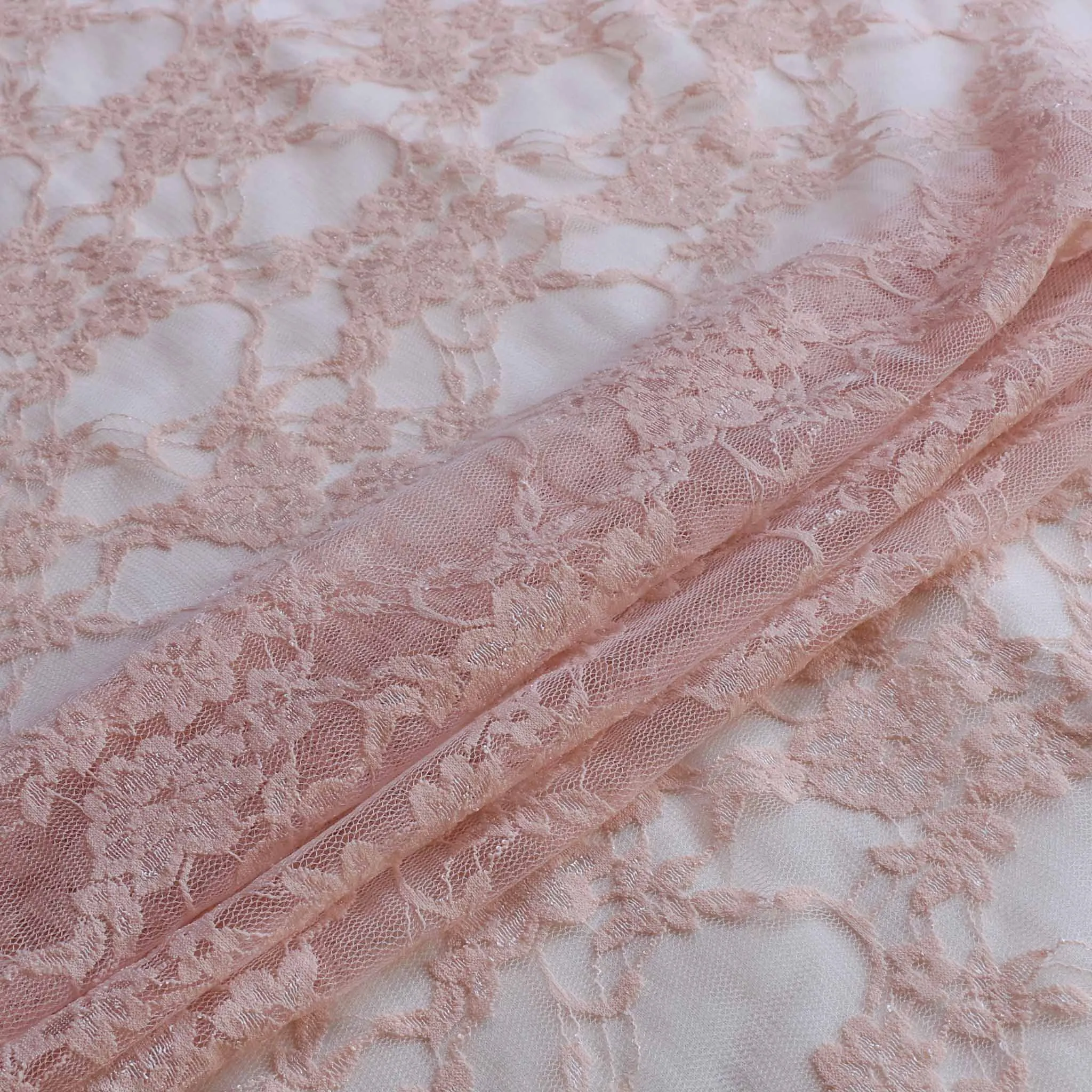 Stretchy Lace Fabric -  Black, beige and pale pink