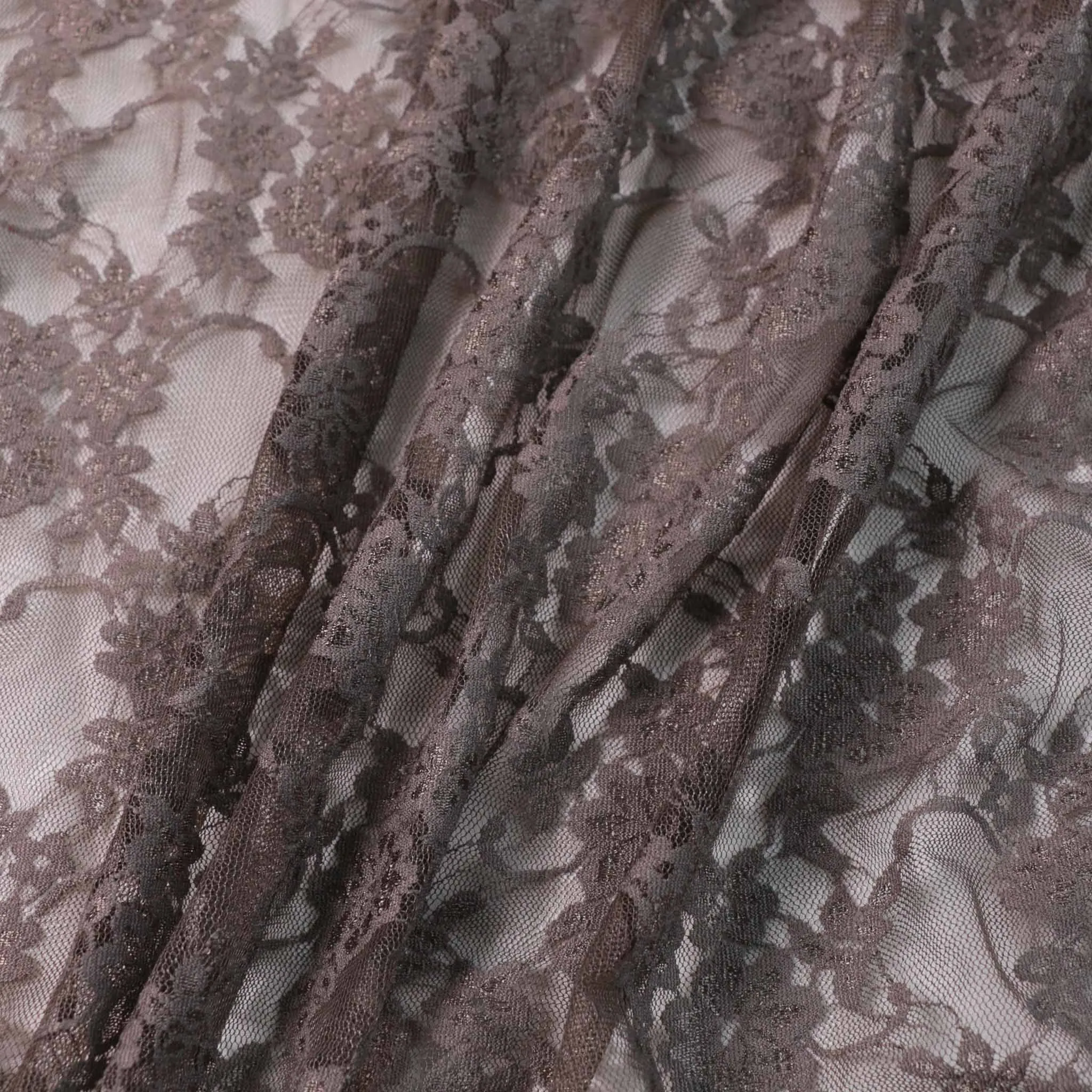 Stretchy Lace Fabric -  Black, beige and pale pink
