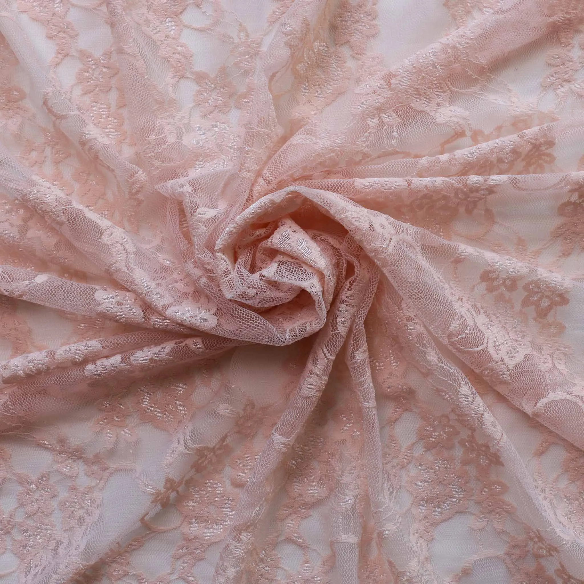 Stretchy Lace Fabric -  Black, beige and pale pink