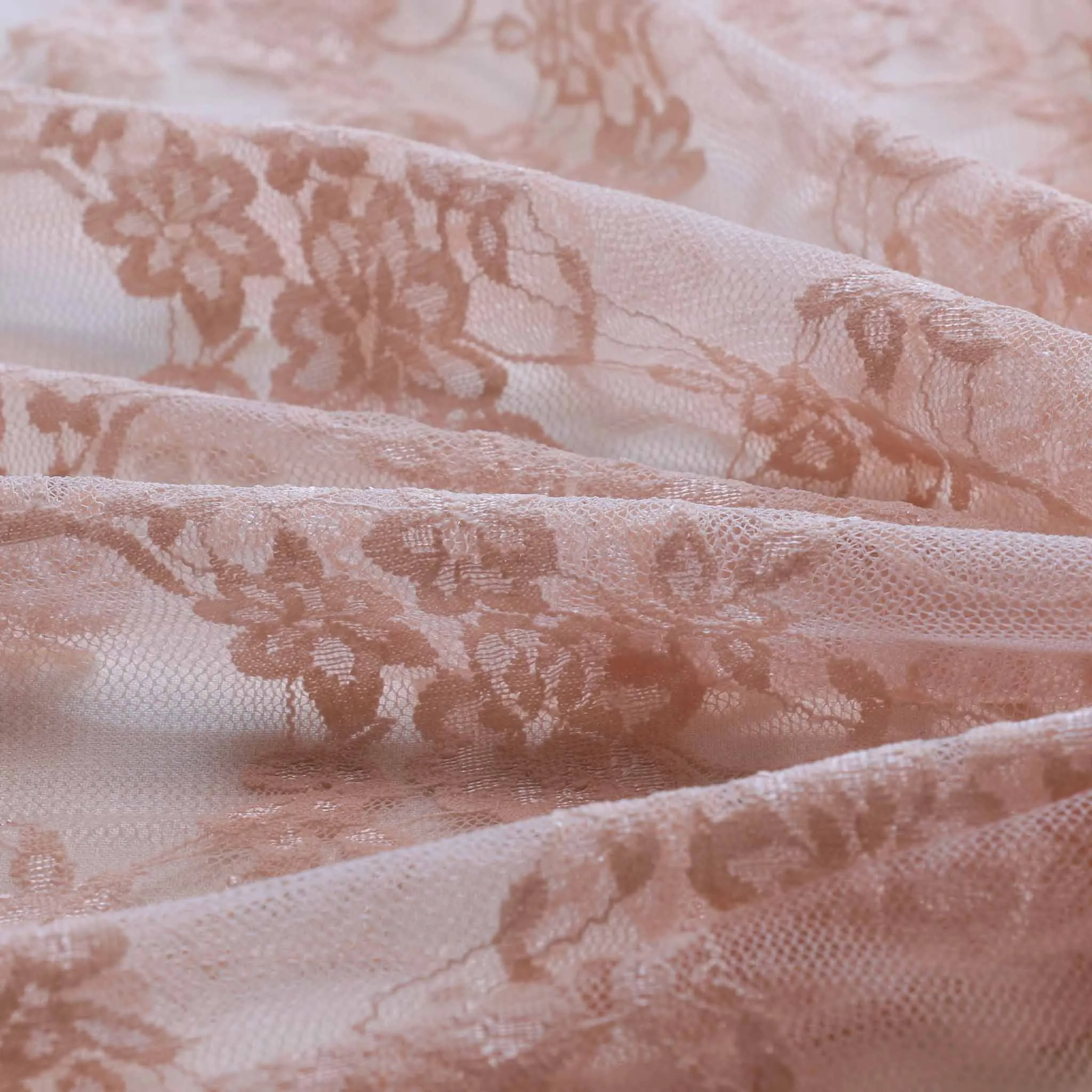 Stretchy Lace Fabric -  Black, beige and pale pink