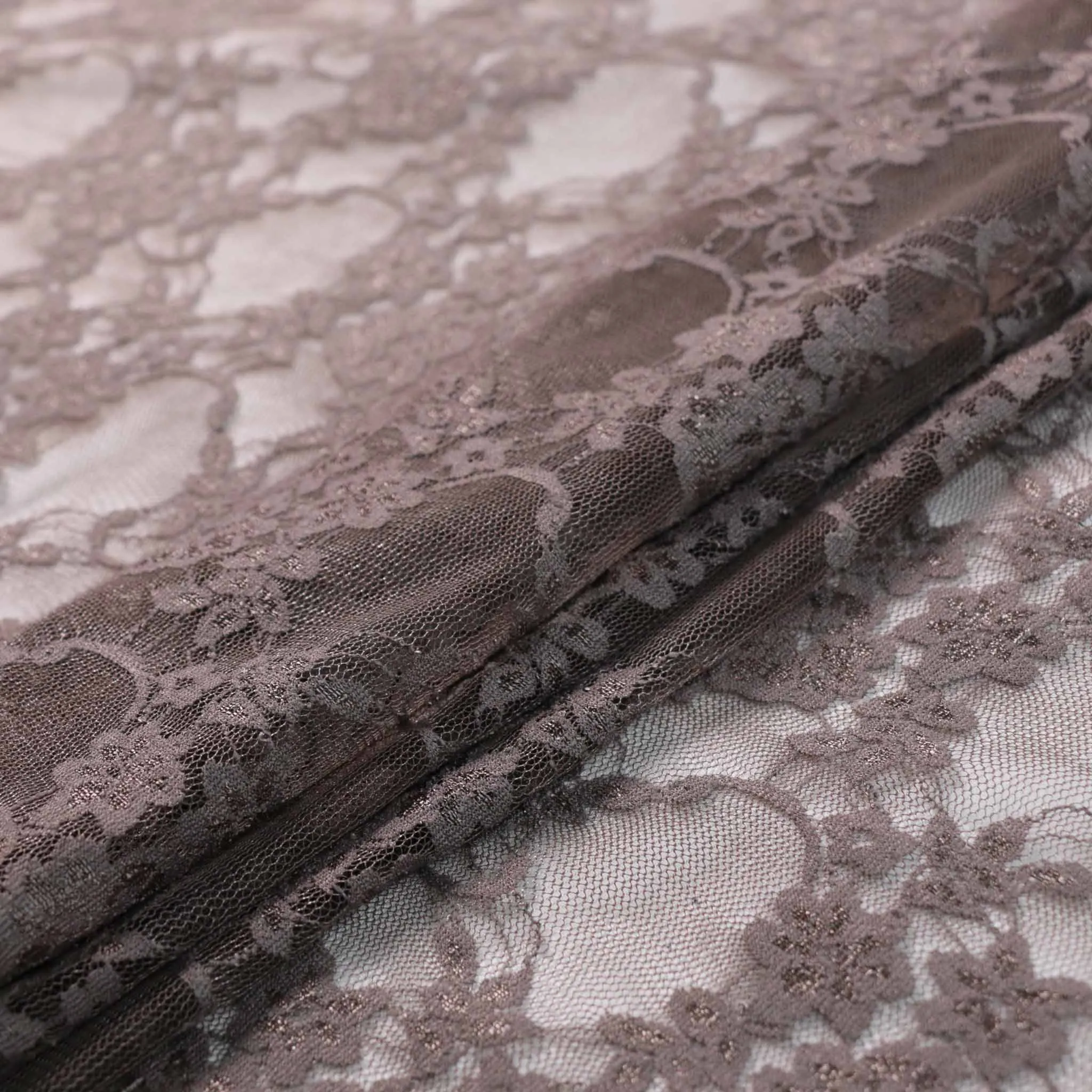 Stretchy Lace Fabric -  Black, beige and pale pink