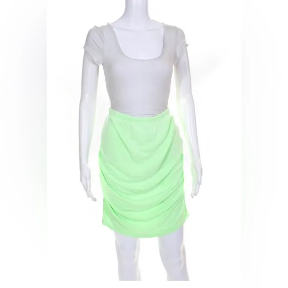 Sundry Womens Ruched Mini Green Pencil Skirt Size 4 NWT