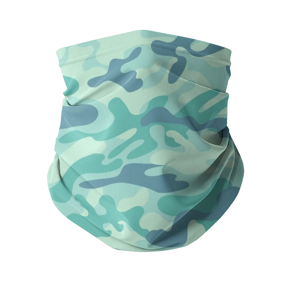 Teal Green Baja Camo Neck Gaiter/Face Mask