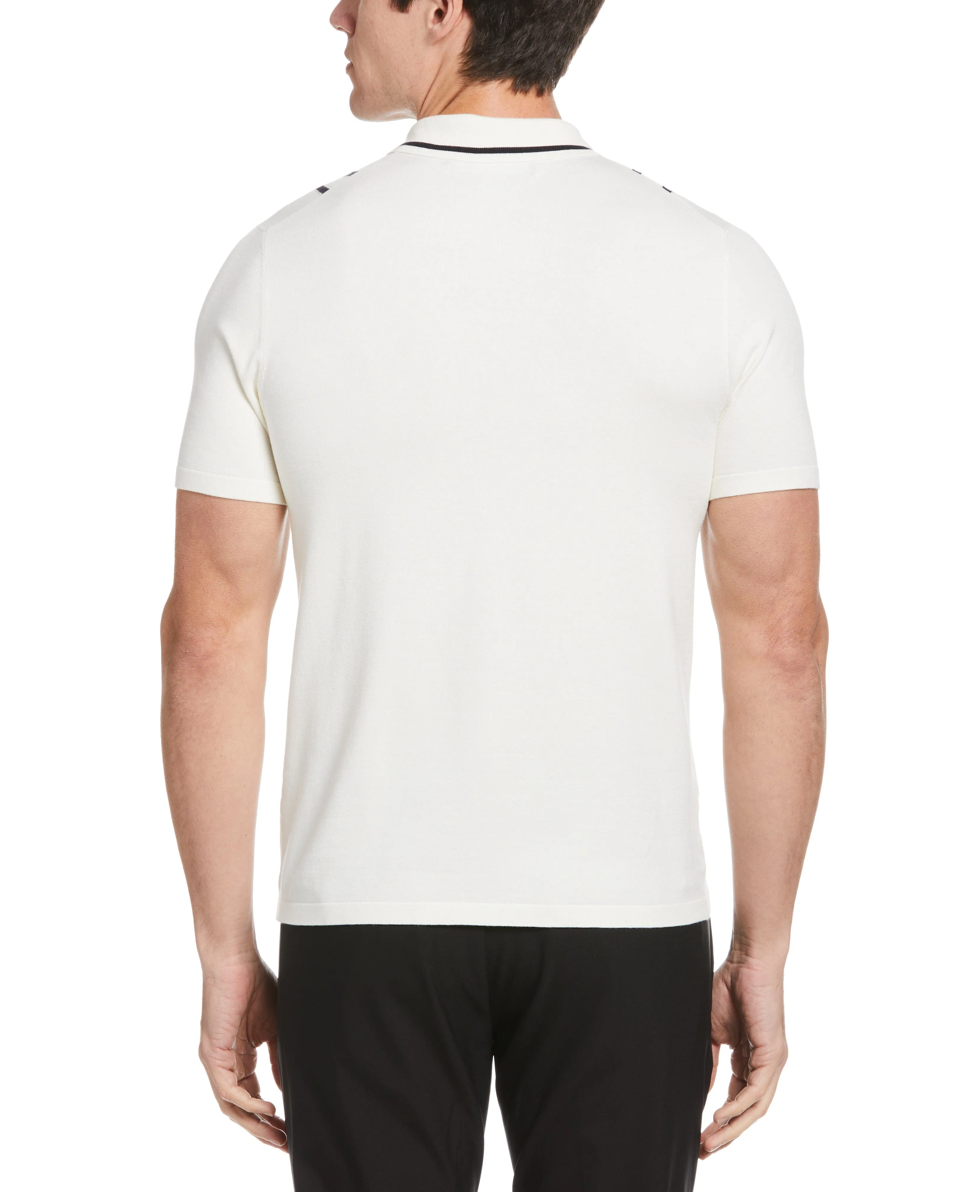 Tech Knit Vertical Stripe Zip Polo