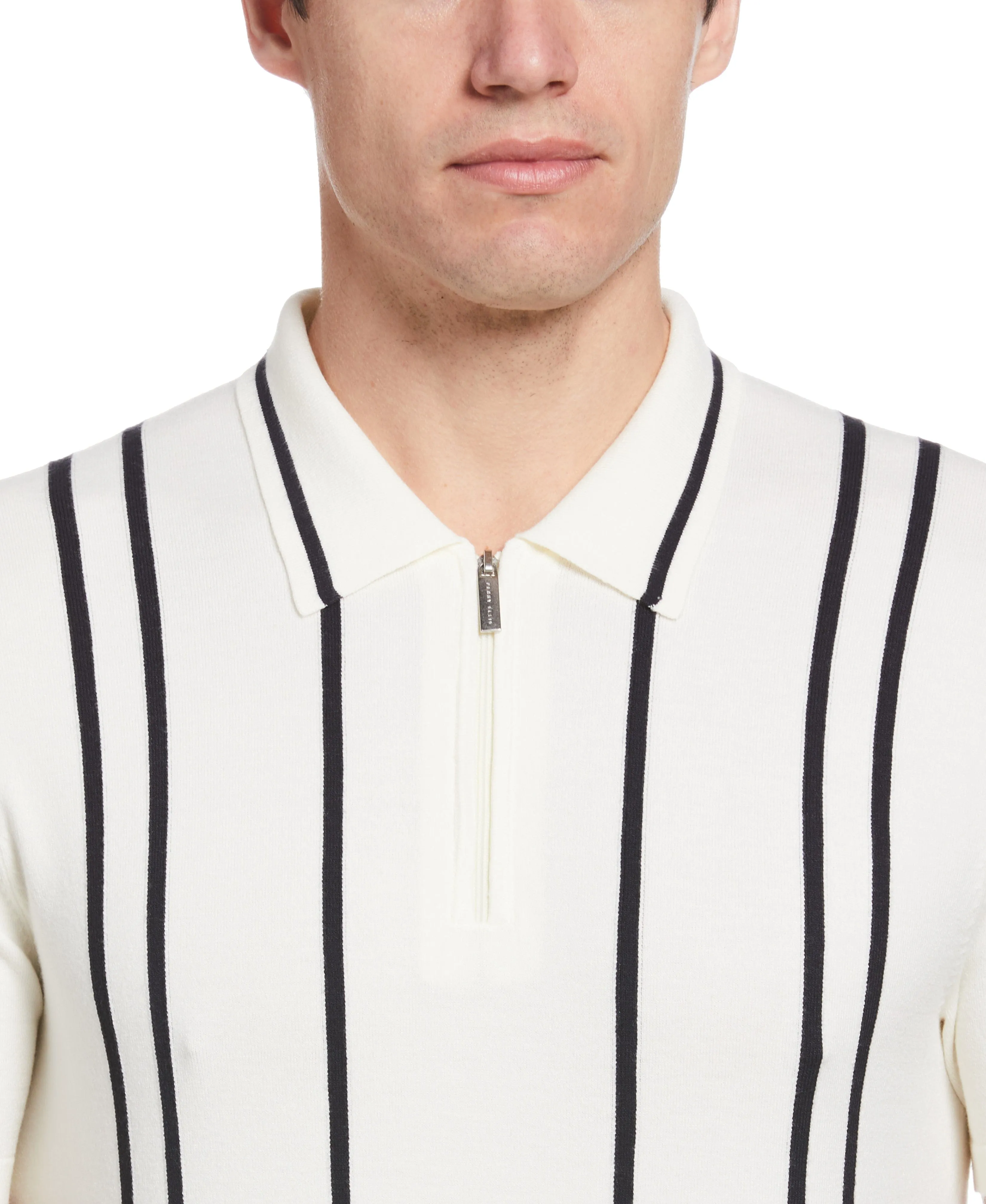 Tech Knit Vertical Stripe Zip Polo