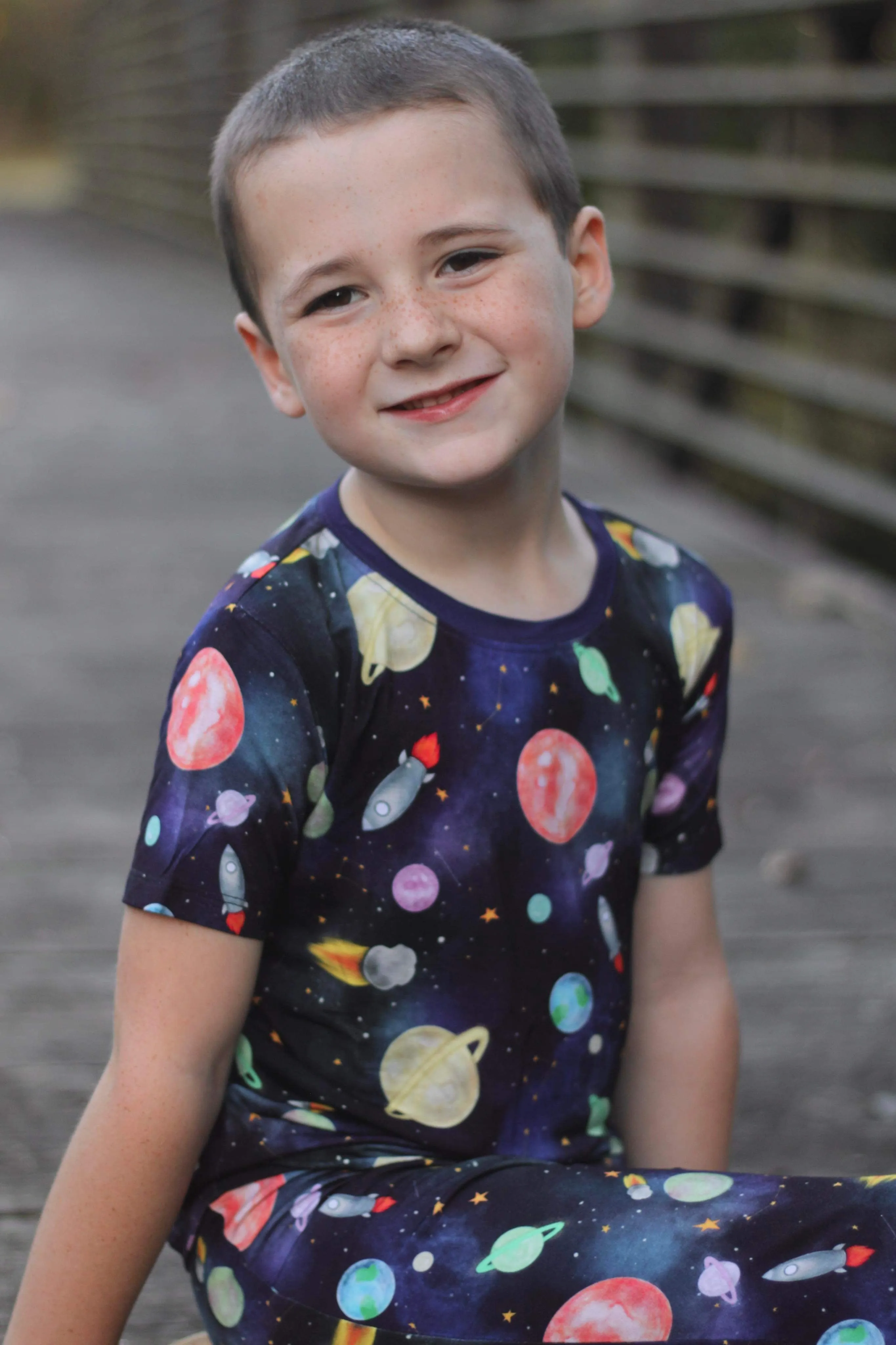 Teddy's Space Adventure Short Sleeve Two Piece Pajamas