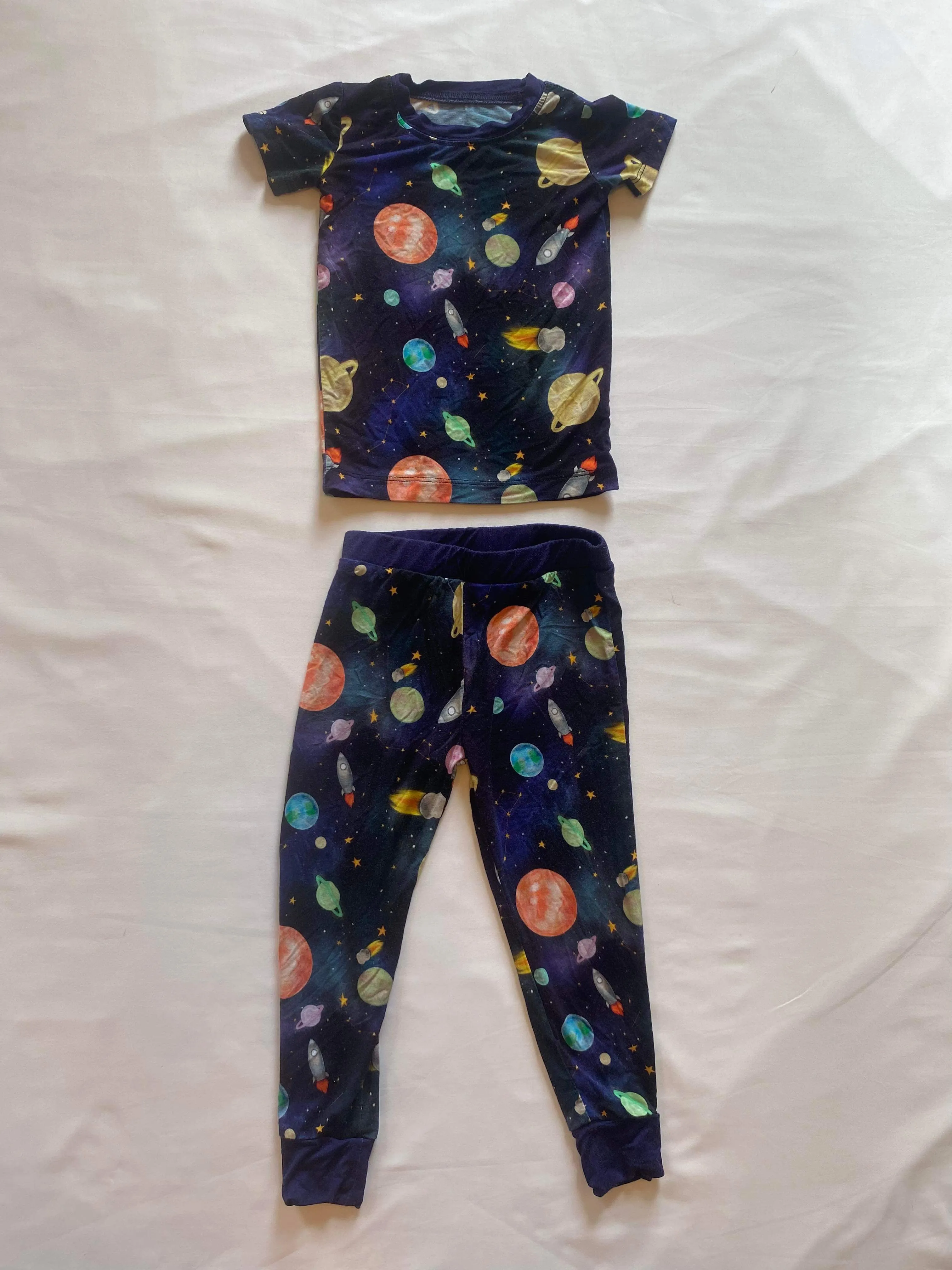 Teddy's Space Adventure Short Sleeve Two Piece Pajamas