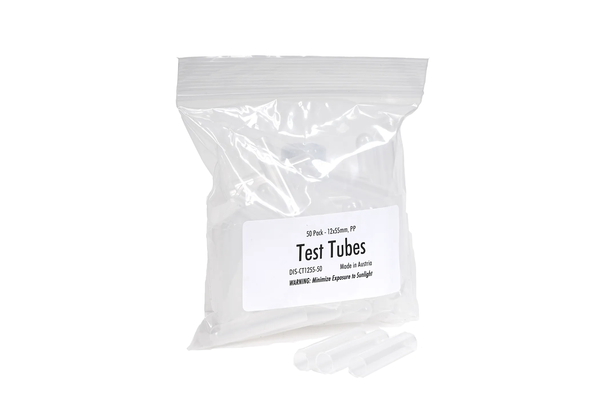 Test Tube, 12x55mm, PP, 50 Pack