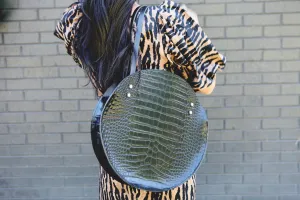 the roundabout, croc embossed black