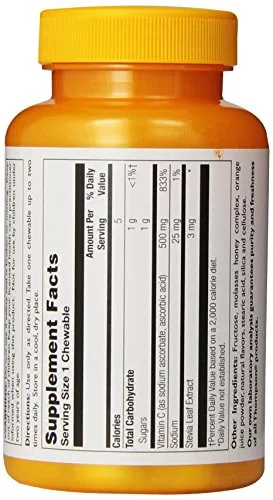 Thompson C comprimidos, Naranja, 500 mg, Chewable, 60 Count (Pack de 2)