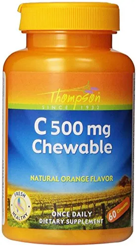 Thompson C comprimidos, Naranja, 500 mg, Chewable, 60 Count (Pack de 2)