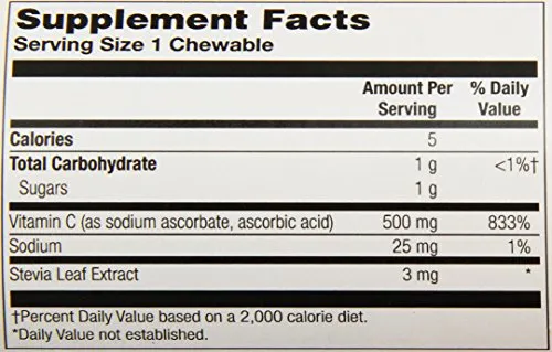 Thompson C comprimidos, Naranja, 500 mg, Chewable, 60 Count (Pack de 2)