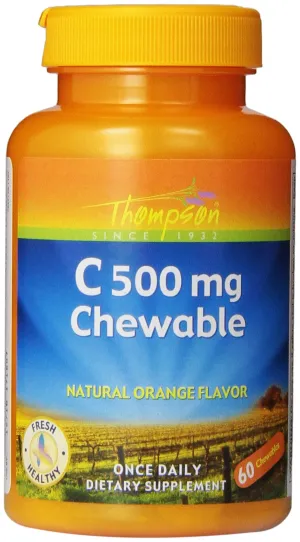 Thompson C comprimidos, Naranja, 500 mg, Chewable, 60 Count (Pack de 2)