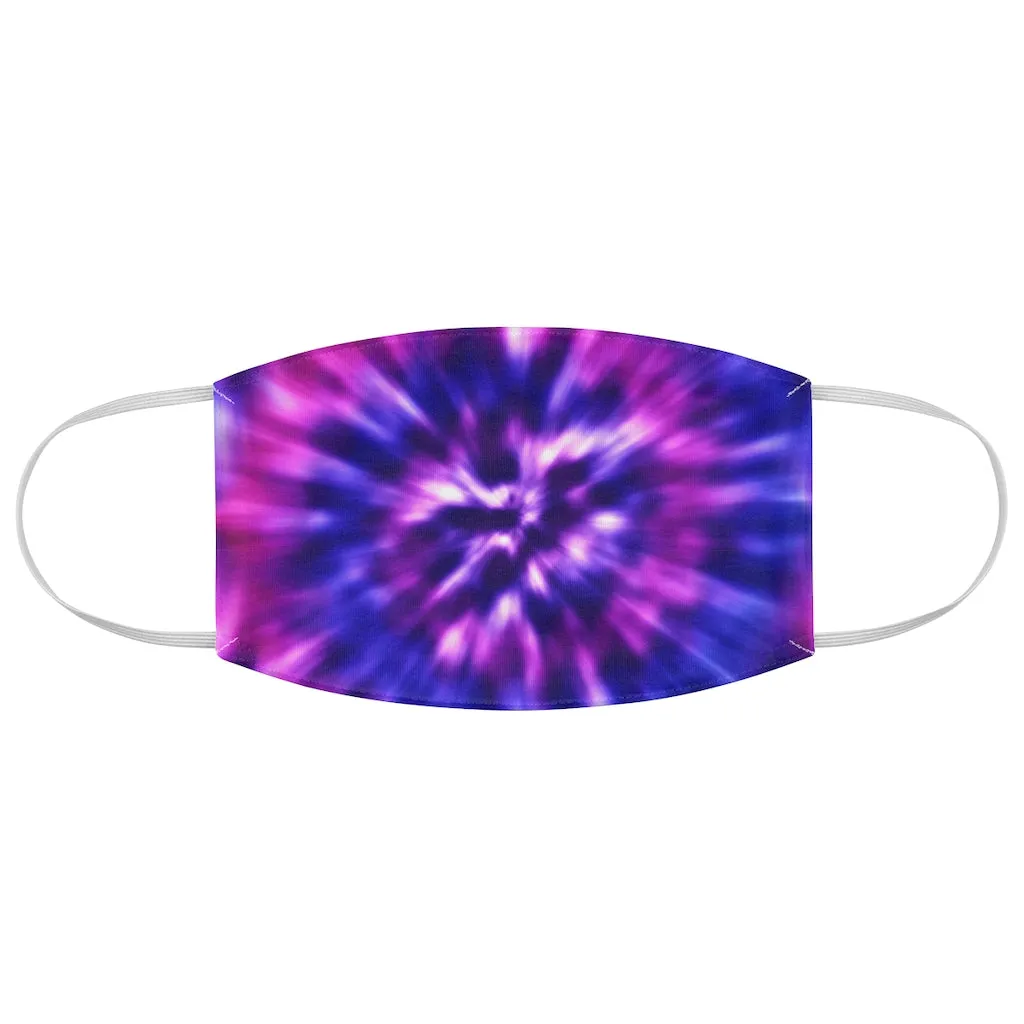 Tie Dye Fabric Face Mask Bright Colored Purple, Pink and Blue Printed Cloth
