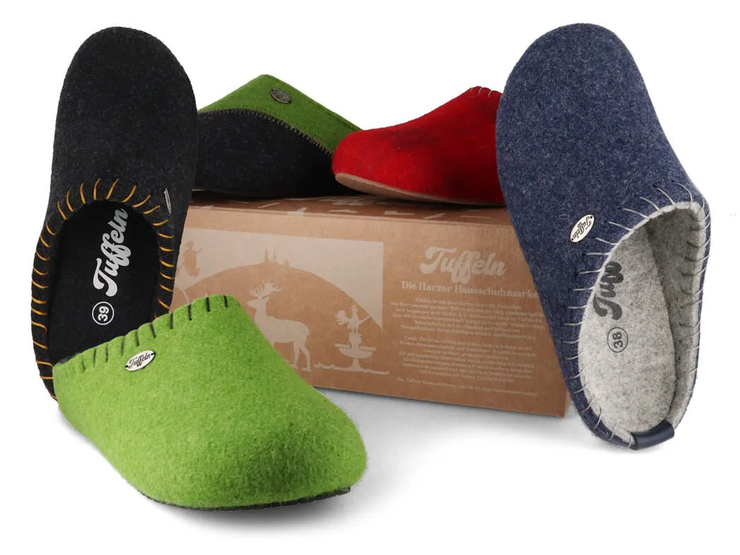 Tuffeln Felt Slippers with Arch Support «Auszeit», dark grey