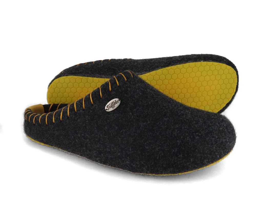 Tuffeln Felt Slippers with Arch Support «Auszeit», dark grey
