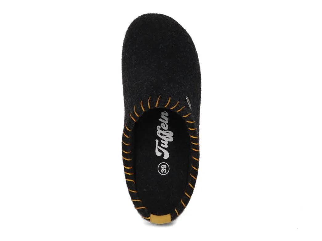Tuffeln Felt Slippers with Arch Support «Auszeit», dark grey