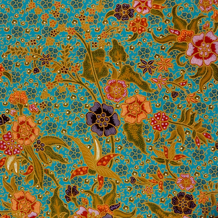 TURQUOISE & MULTICOLOR FLORAL BATIK NAPKIN SET